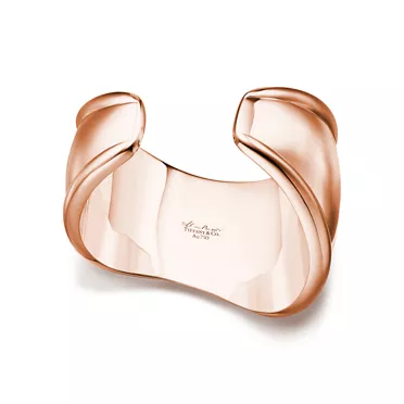 Collezione Elsa Peretti®:Bracciale Bone piccolo in oro rosa con giada bianca, 3