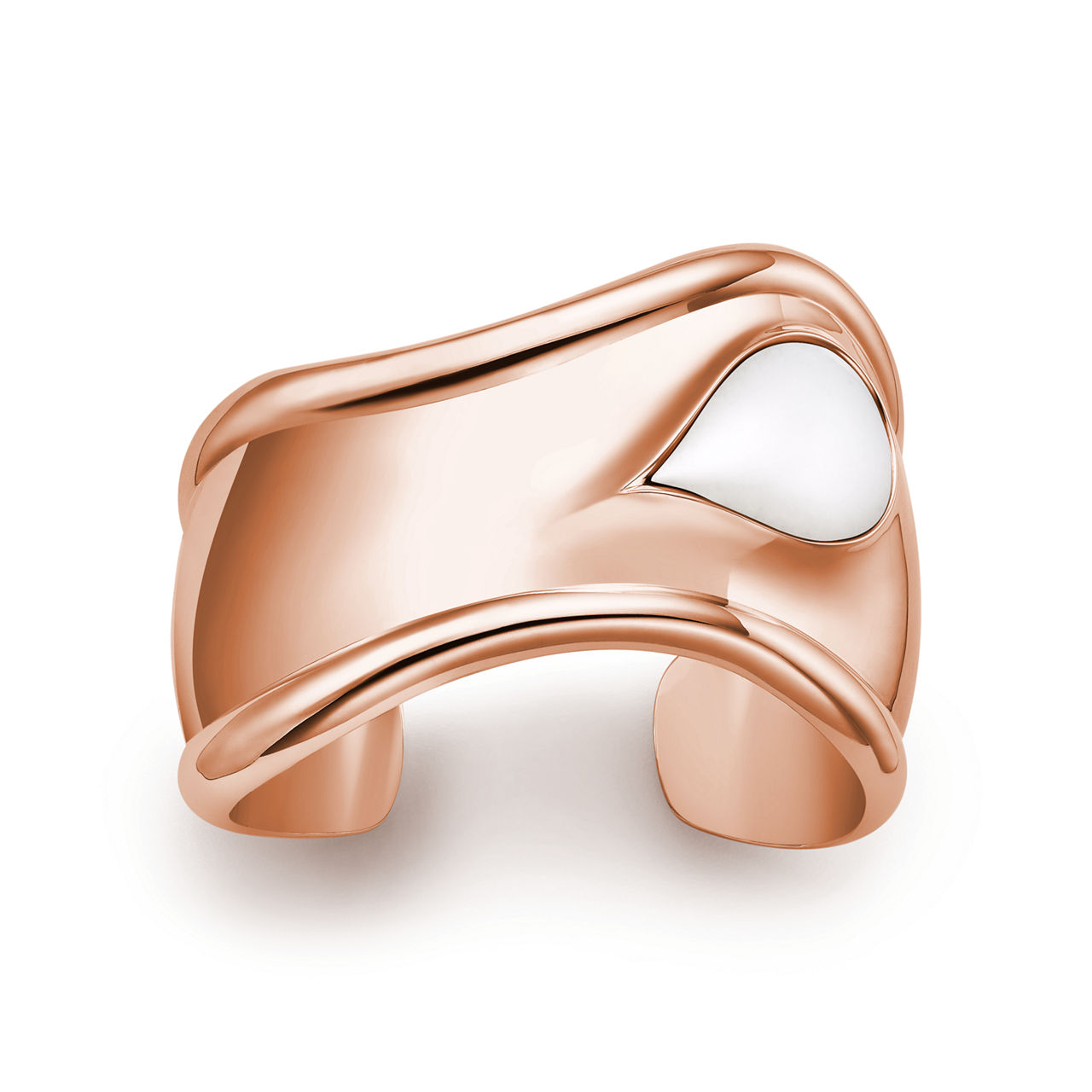 Small Bone Cuff in Rose Gold with White Jade