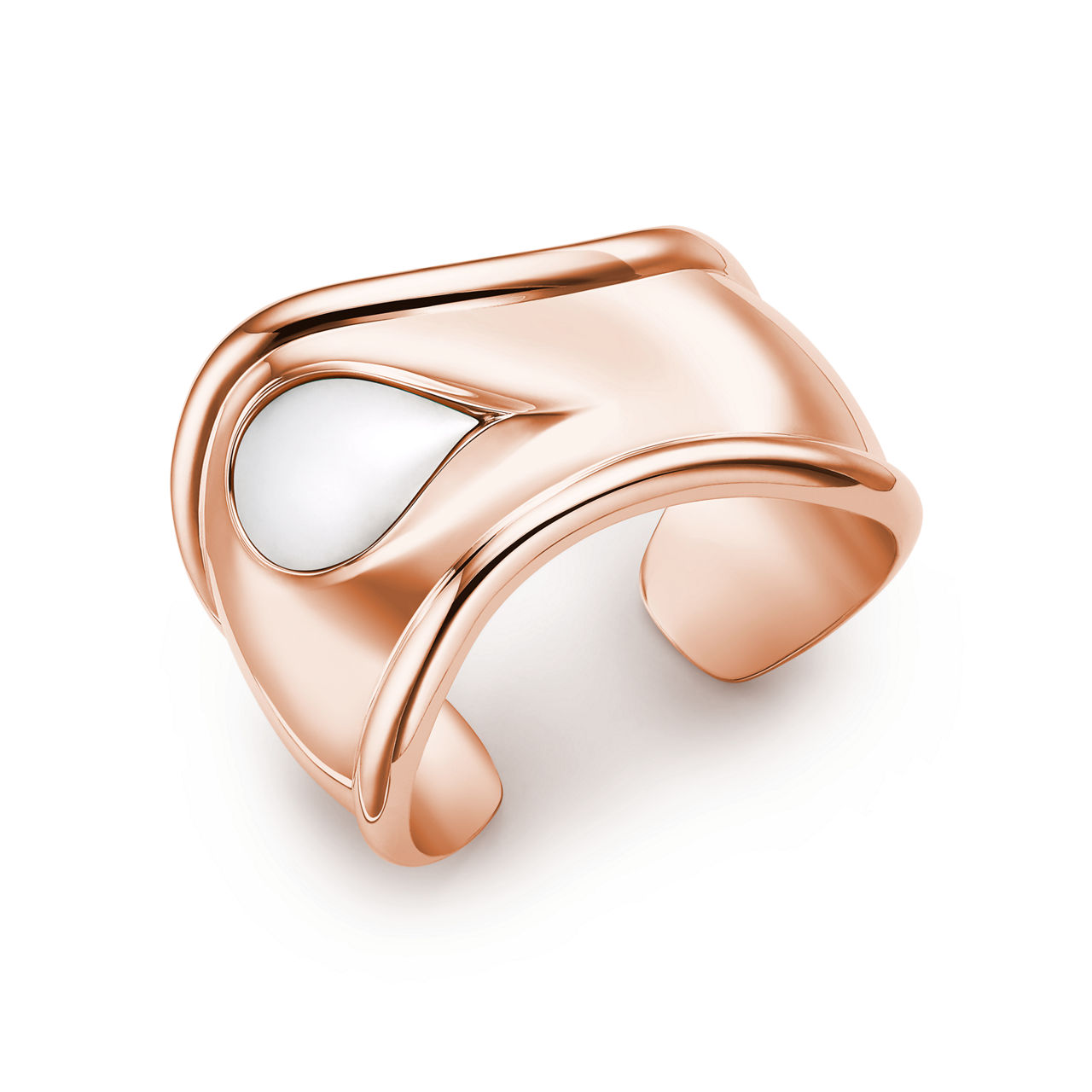 Elsa Peretti®:Small Bone Cuff in Rose Gold with White Jade image number 2