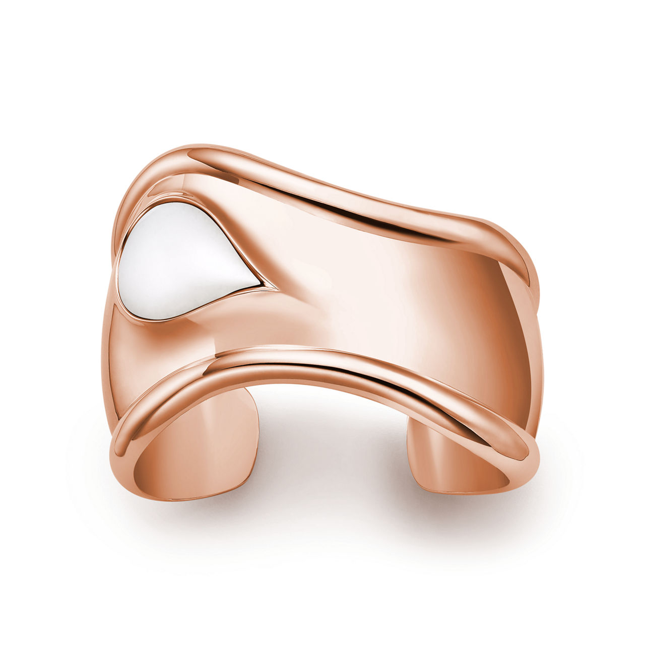 Elsa Peretti®:Small Bone Cuff in Rose Gold with White Jade image number 0