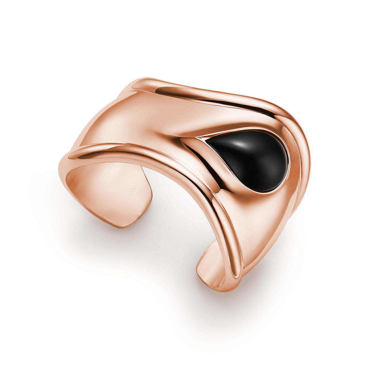 Elsa Peretti®:Small Bone Cuff in Rose Gold with Black Jade image number 2