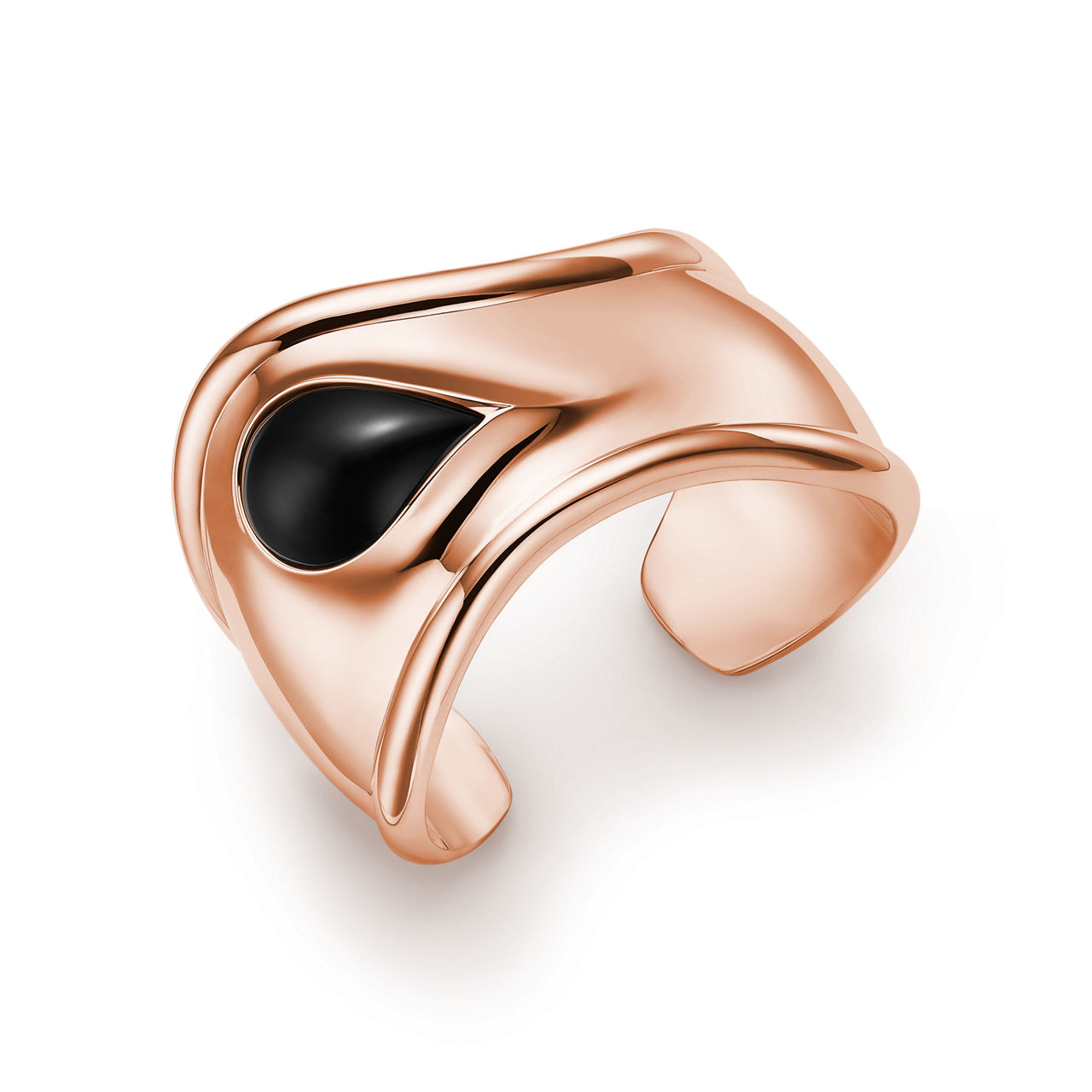 Elsa Peretti®:Small Bone Cuff in Rose Gold with Black Jade image number 2