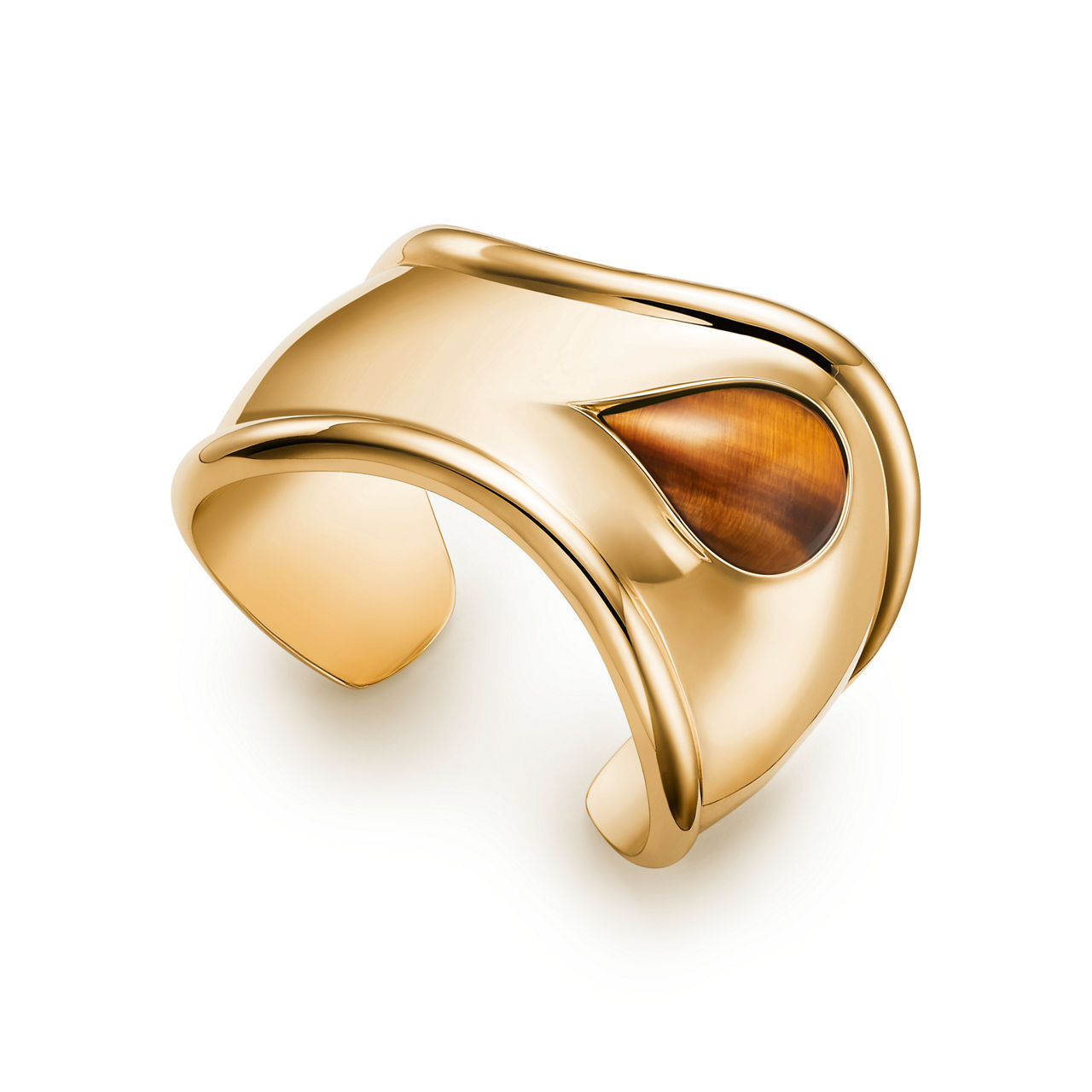 Elsa Peretti®:Small Bone Cuff in Yellow Gold with Tiger's Eye image number 2