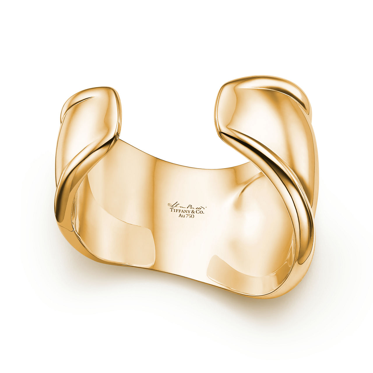 Elsa Peretti®:Small Bone Cuff in Yellow Gold with Tiger's Eye image number 3