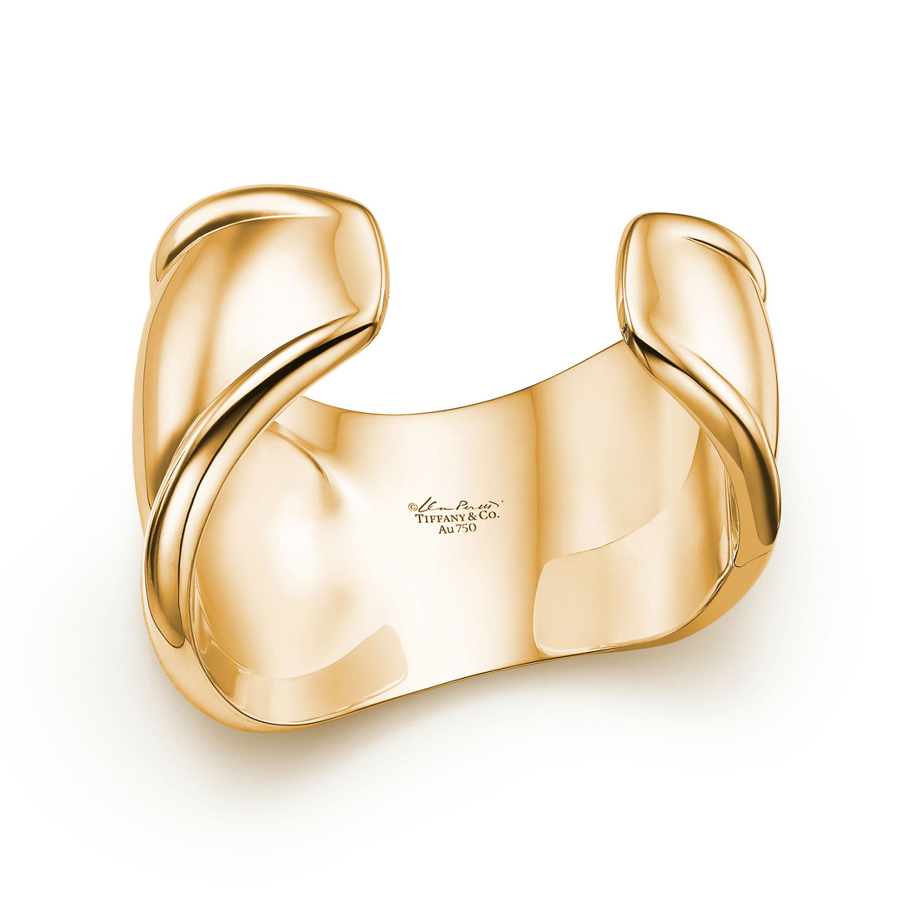 Elsa Peretti®:Small Bone Cuff in Yellow Gold with Tiger's Eye image number 3