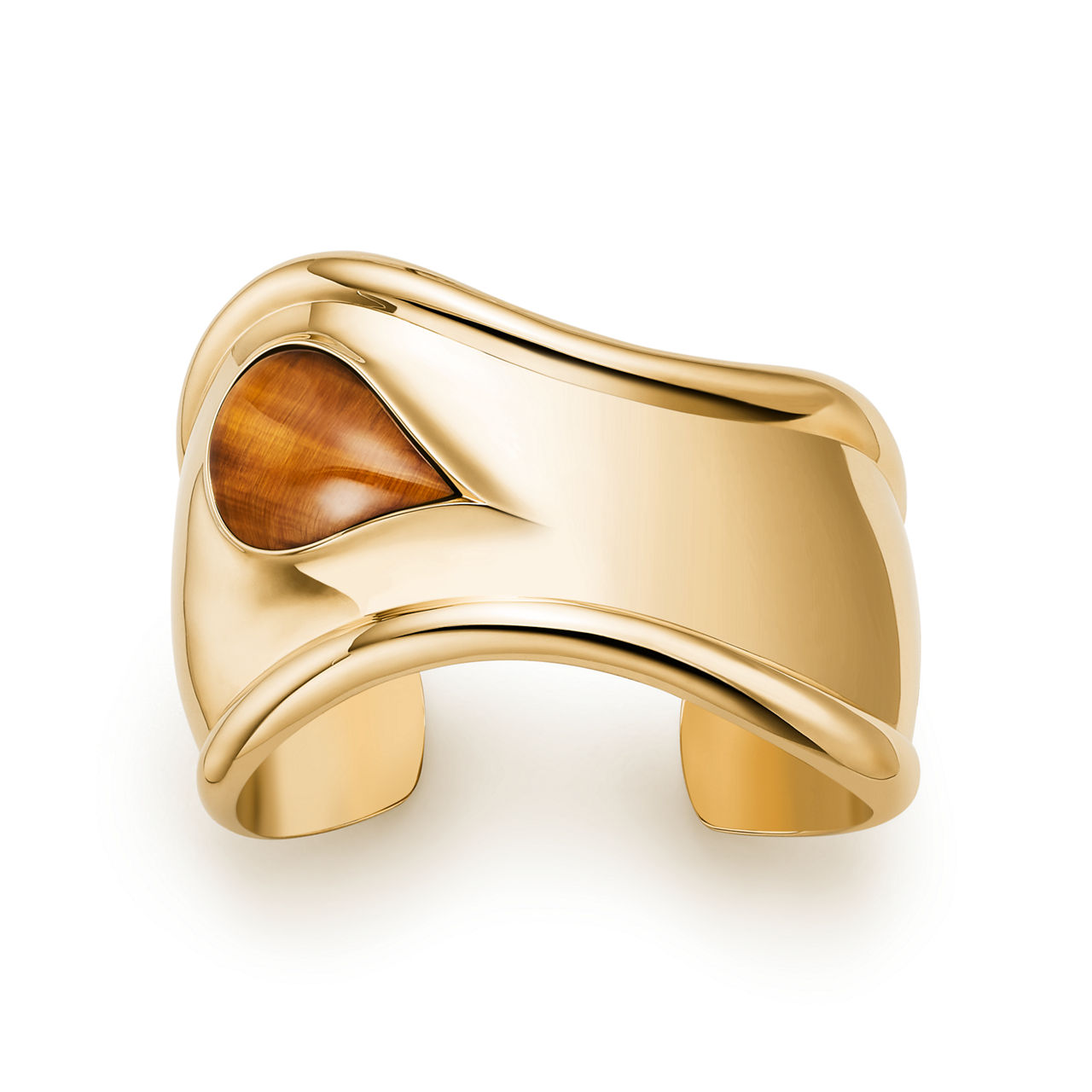 Elsa Peretti®:Small Bone Cuff in Yellow Gold with Tiger's Eye image number 0