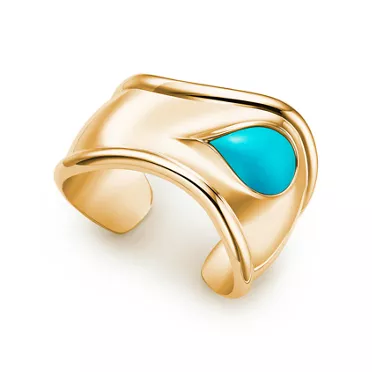 Elsa Peretti®:Small Bone Cuff in Yellow Gold with Turquoise, 2