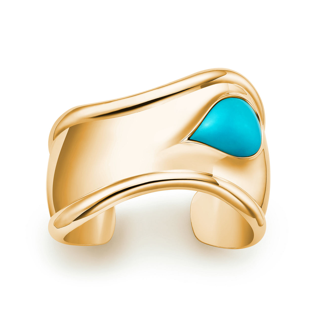 Elsa Peretti®:Small Bone Cuff in Yellow Gold with Turquoise image number 0