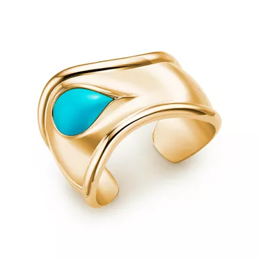 Elsa Peretti®:Brazalete Bone pequeño en oro amarillo con turquesa, 2