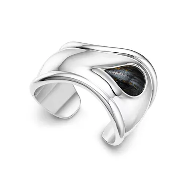 Elsa Peretti®:Small Bone Cuff in Silver with Tiger Iron, 2