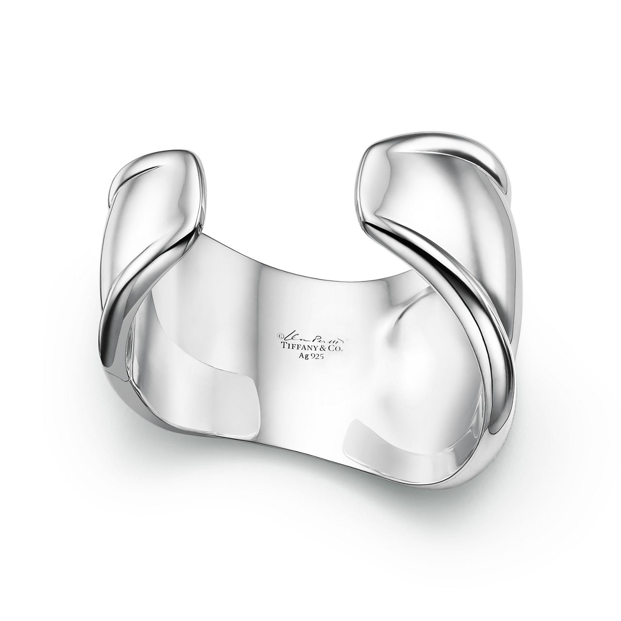 Elsa Peretti®:Small Bone Cuff in Silver with Tiger Iron image number 3