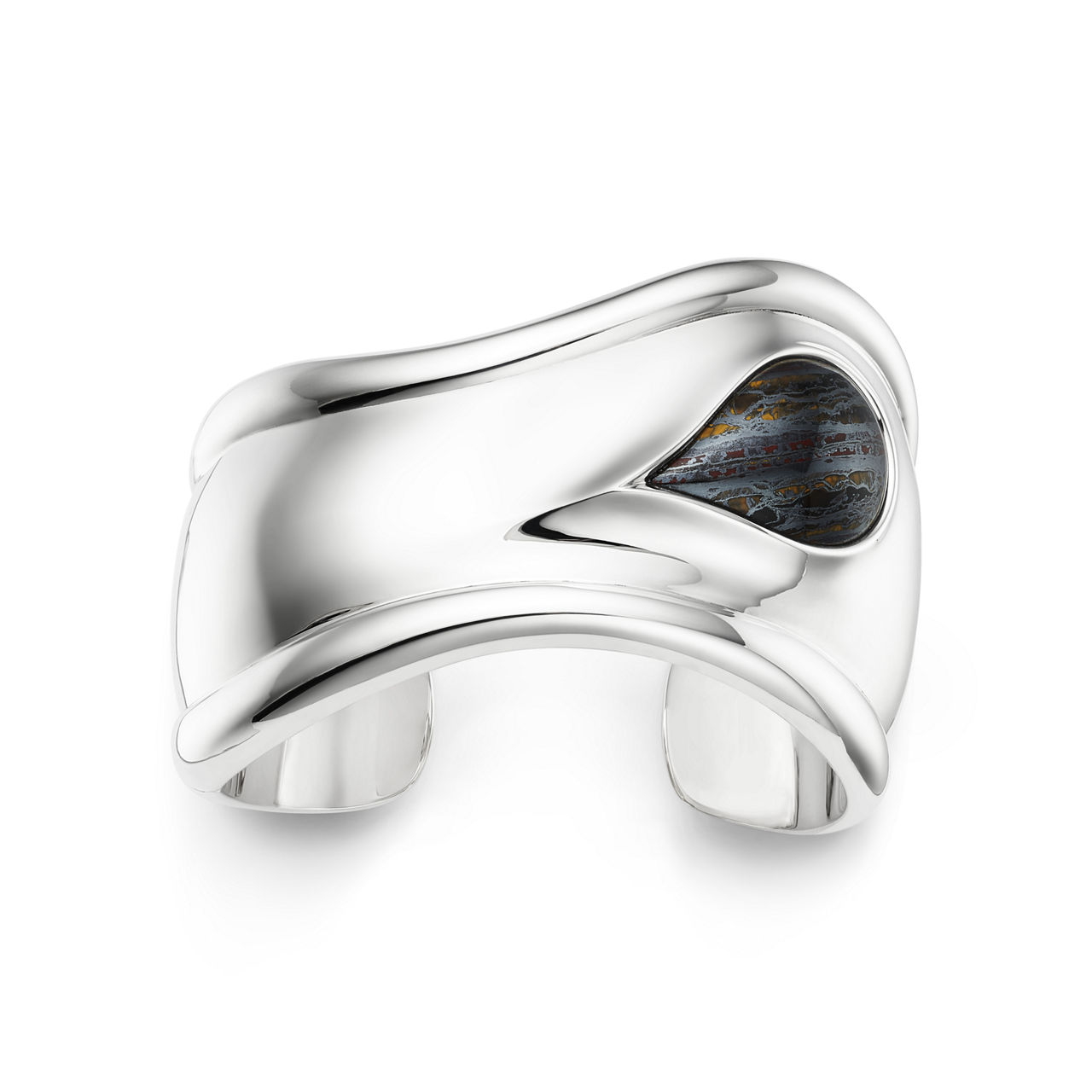 Elsa Peretti®:Small Bone Cuff in Silver with Tiger Iron image number 0