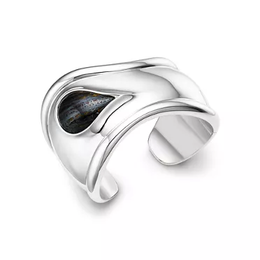 Elsa Peretti®:Small Bone Cuff in Silver with Tiger Iron, 2