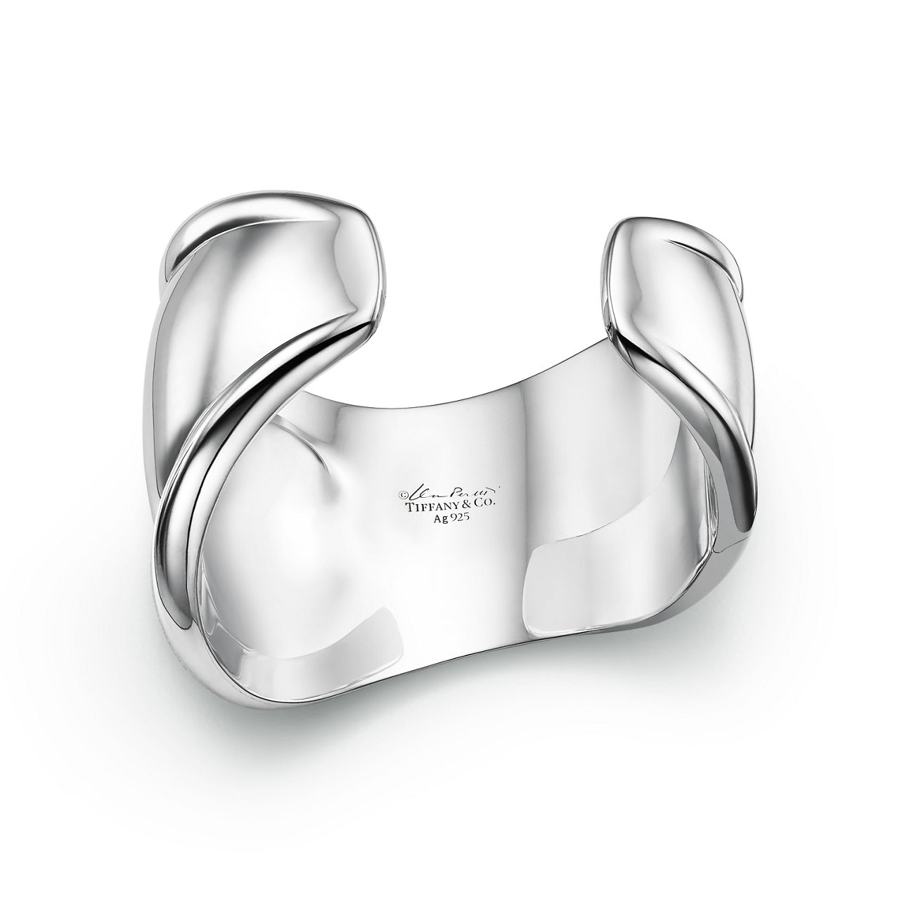 Elsa Peretti®:Small Bone Cuff in Silver with Tiger Iron image number 3