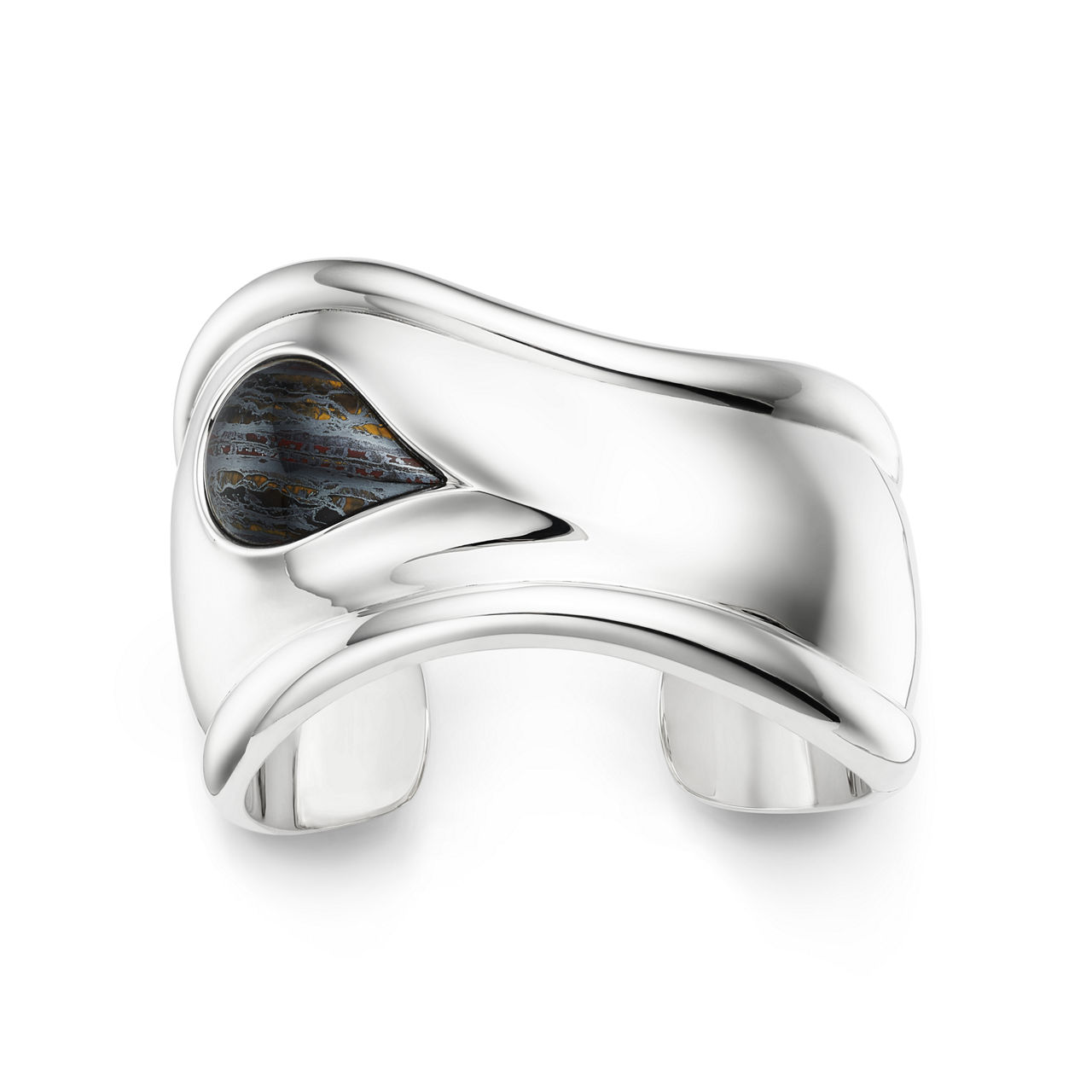 Elsa Peretti®:Small Bone Cuff in Silver with Tiger Iron image number 0