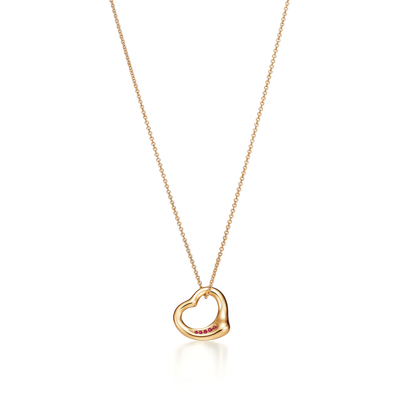 Elsa Peretti®:Open Heart Pendant in Yellow Gold with Rubies, 16 mm image number 0