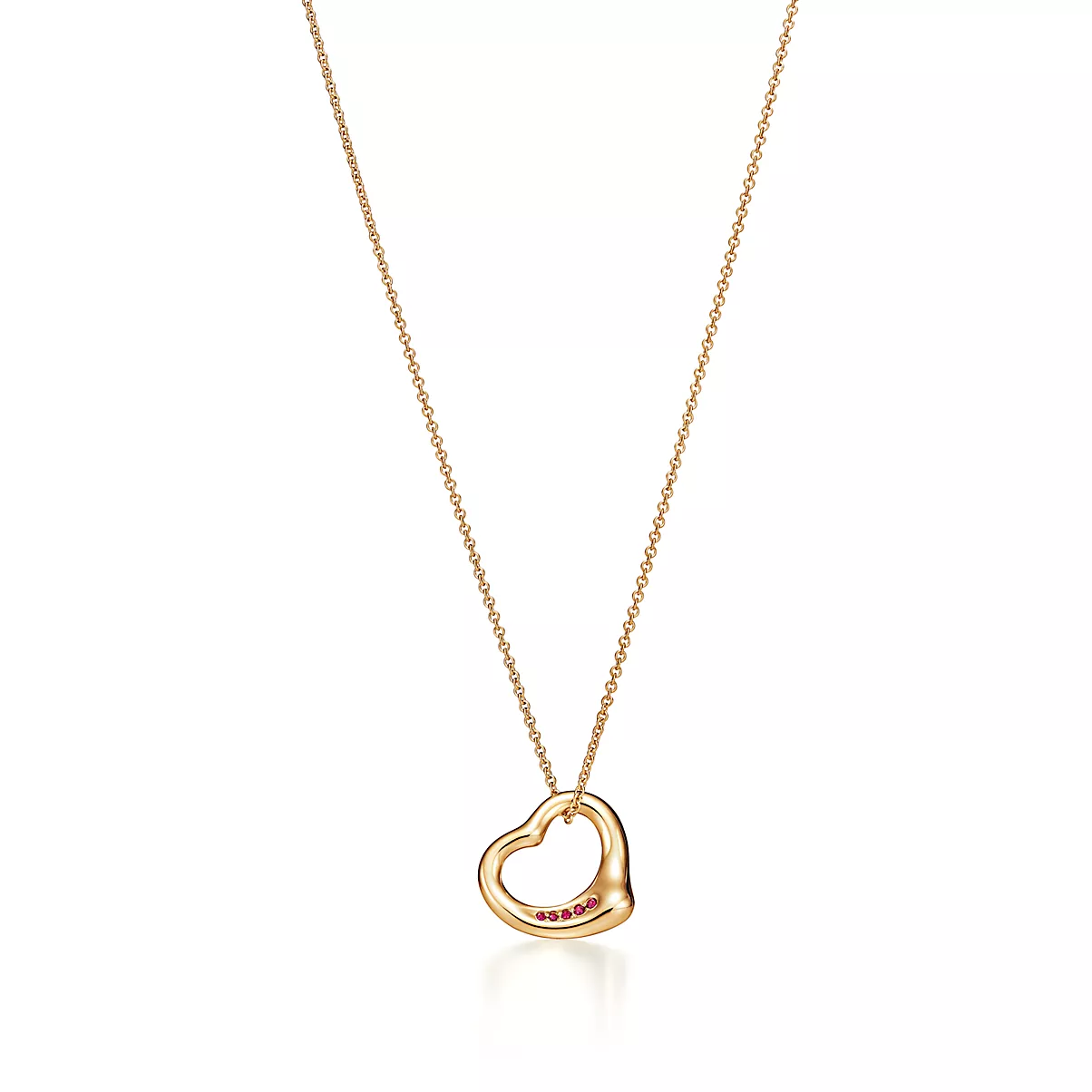 EP Open Heart Pendant w/Chain 18K 옐로우 골드 루비 One Scale