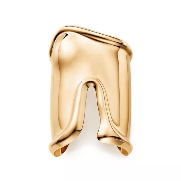 Large Bone Cuff in Yellow Gold, 95 mm Wide