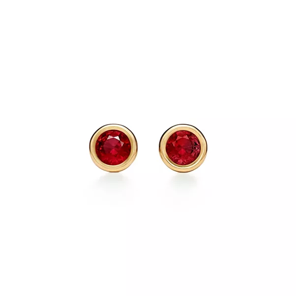 Color by the Yard Earrings in Yellow Gold with Rubies