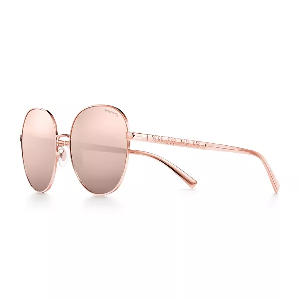 Round Sunglasses in Rose Gold-coloured Metal