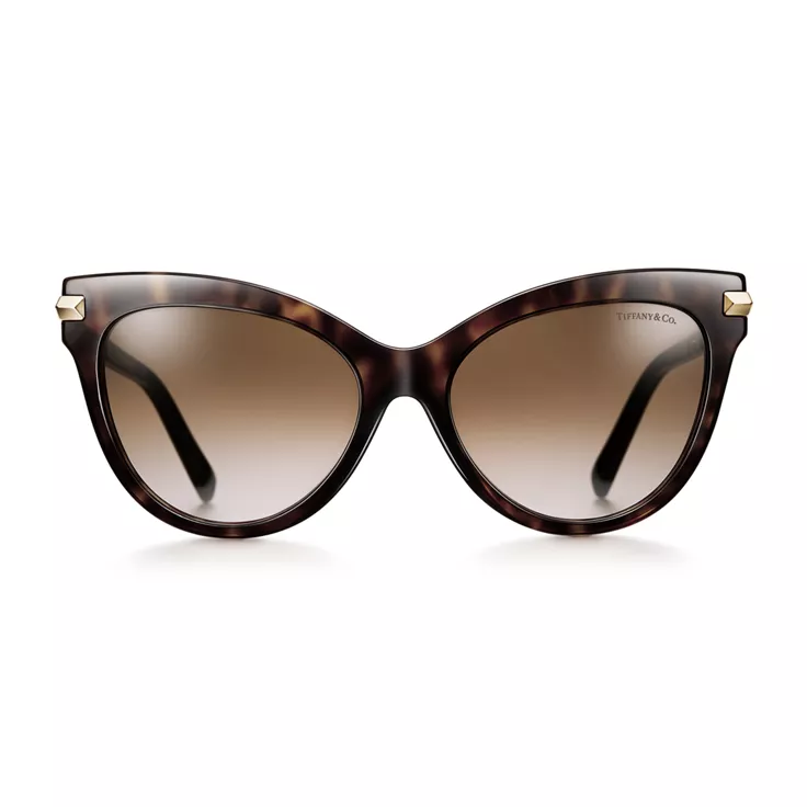 The Atlas® Collection:Cat Eye Sunglasses in Tortoise Acetate with Pale Gold-colored Metal Accents, 1