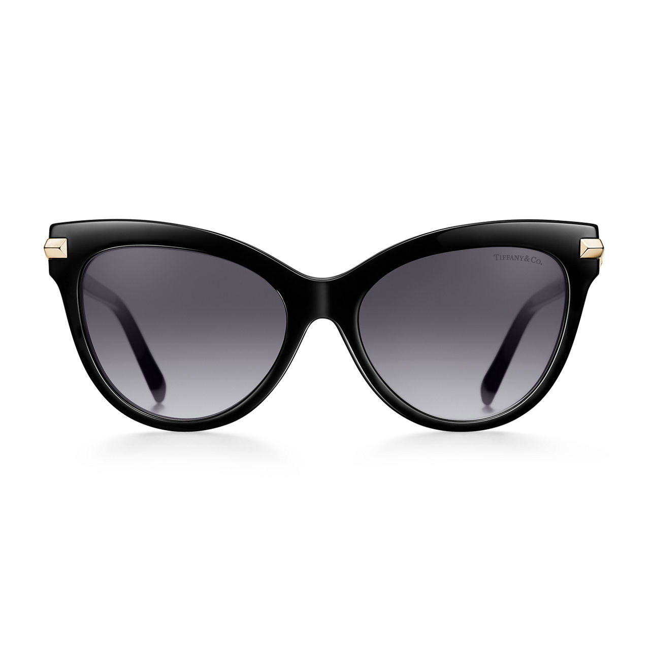 The Atlas® Collection:Cat Eye Sunglasses in Black Acetate with Pale Gold-colored Metal Accents image number 2