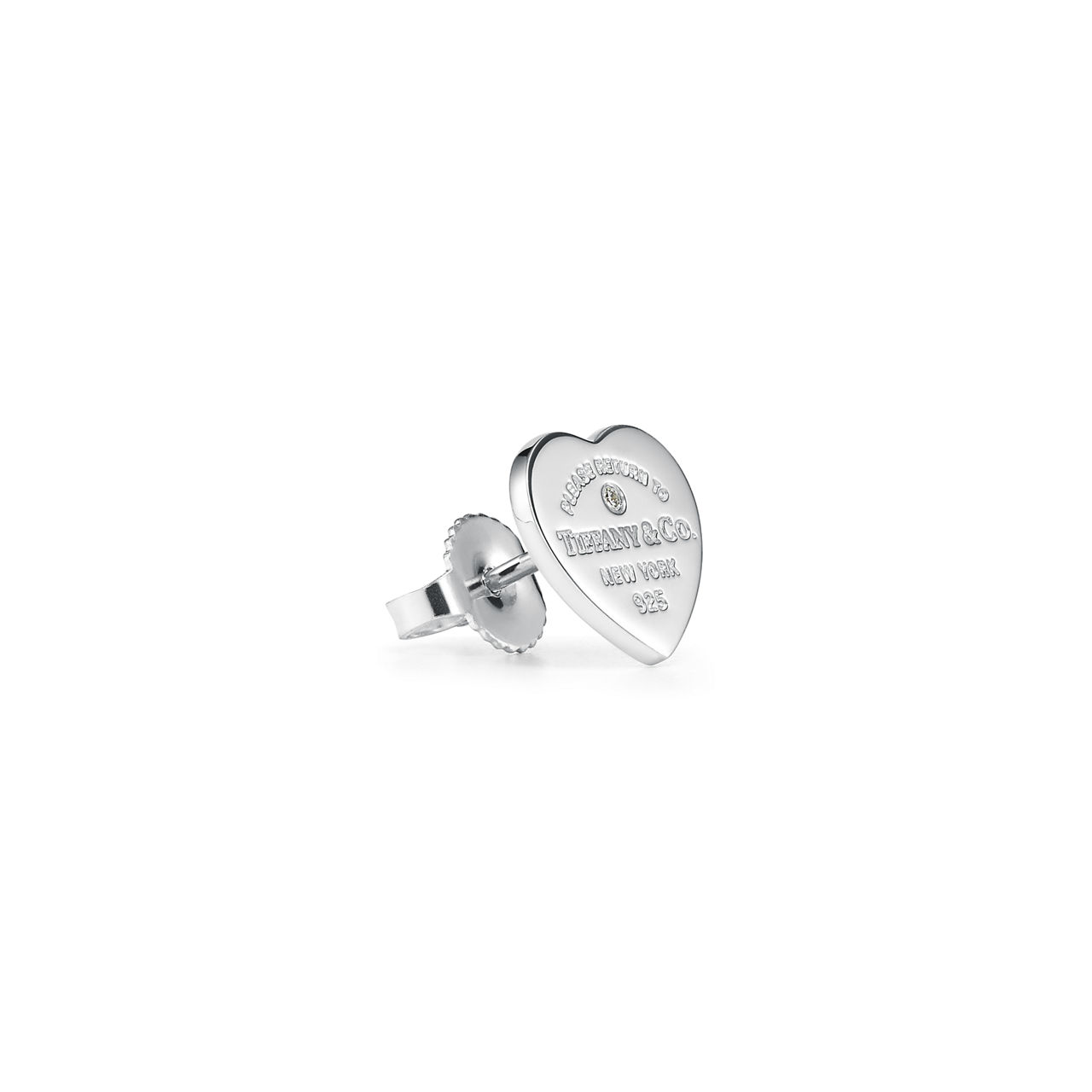 Return to Tiffany®:Heart Tag Earrings in Sterling Silver with a Diamond, Mini image number 2