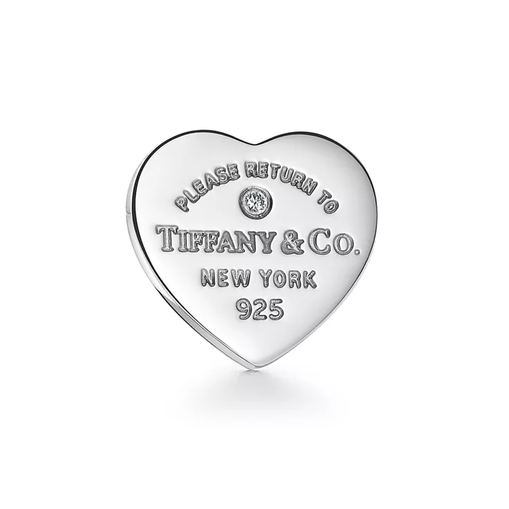Return to Tiffany®:Heart Tag Earrings in Sterling Silver with a Diamond, Mini, 4