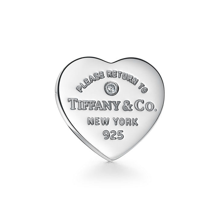 Return to Tiffany®:Heart Tag Earrings in Sterling Silver with a Diamond, Mini image number 4