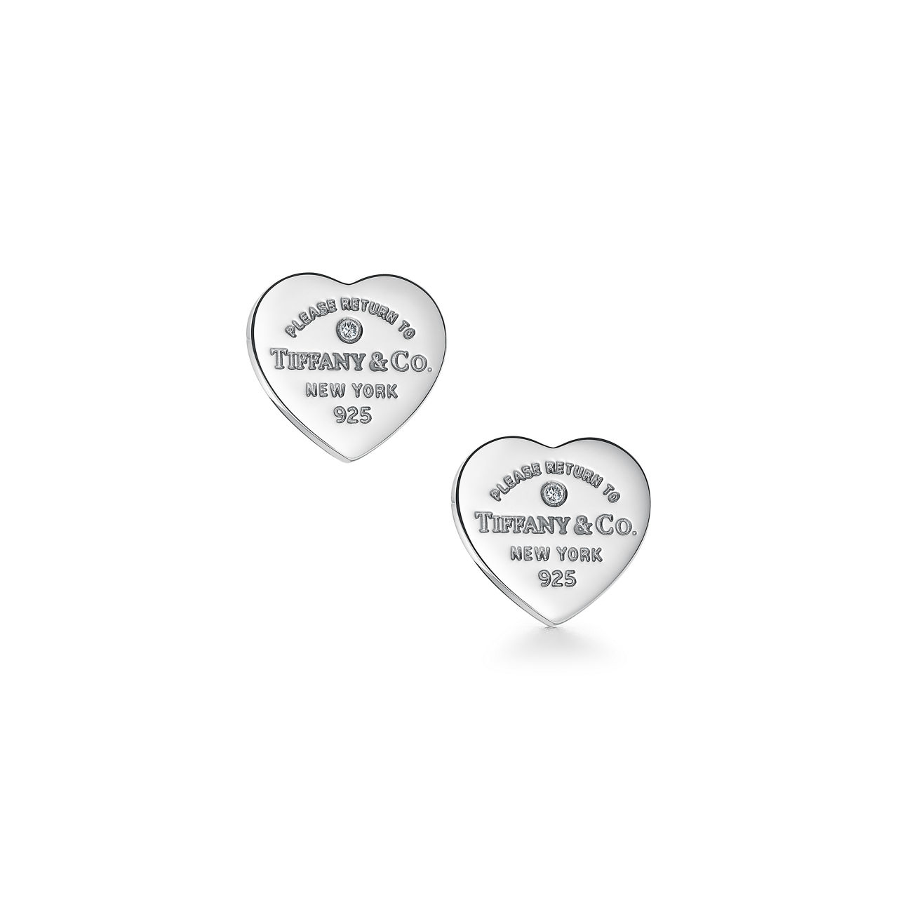 Return to Tiffany®:Heart Tag Earrings in Sterling Silver with a Diamond, Mini image number 0