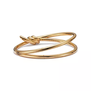 Tiffany Knot:Double Row Hinged Bangle in Yellow Gold, 3