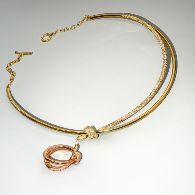 Tiffany Knot:Anillo de dos vueltas en oro rosa con diamantes imagen número 5