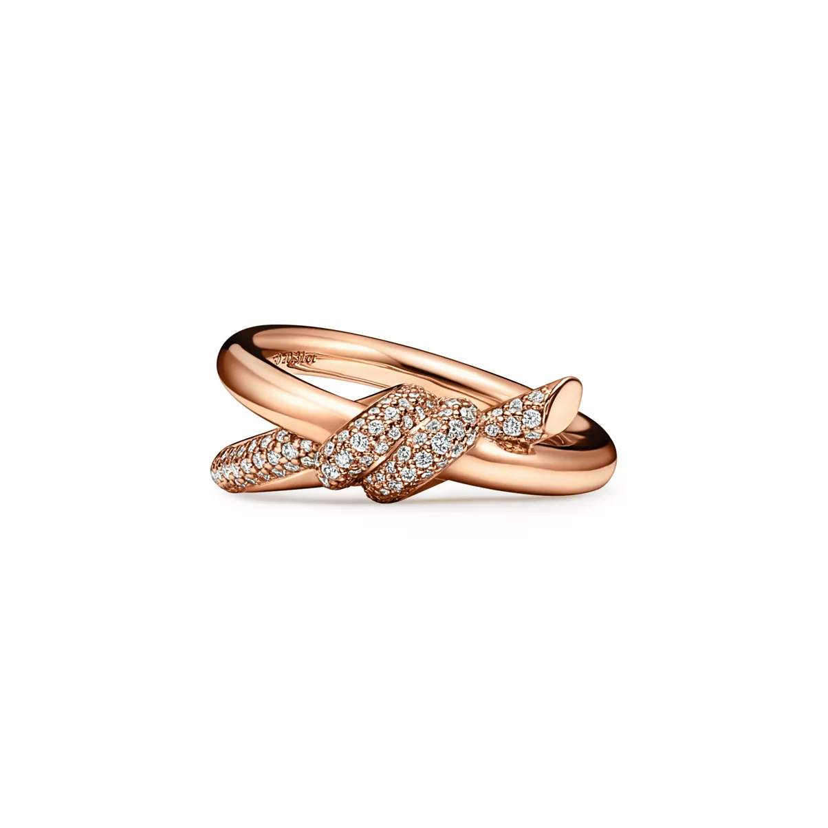 Zweireihiger Ring in Ros&eacute;gold mit Diamanten