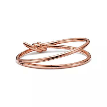 Tiffany Knot:Double Row Hinged Bangle in Rose Gold, 3
