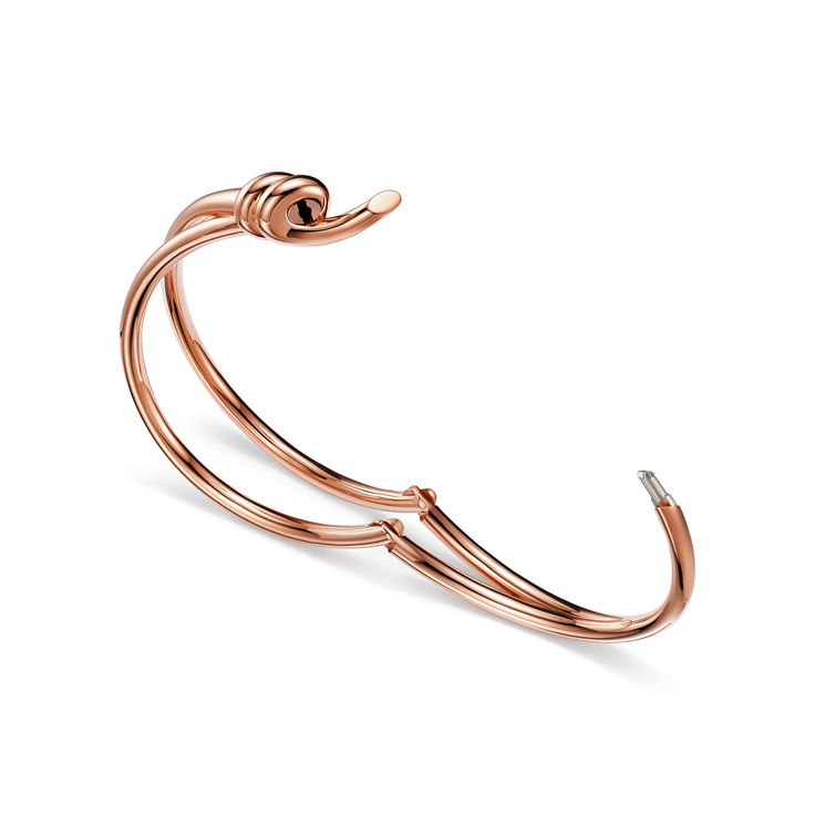 Tiffany Knot:Double Row Hinged Bangle in Rose Gold image number 4