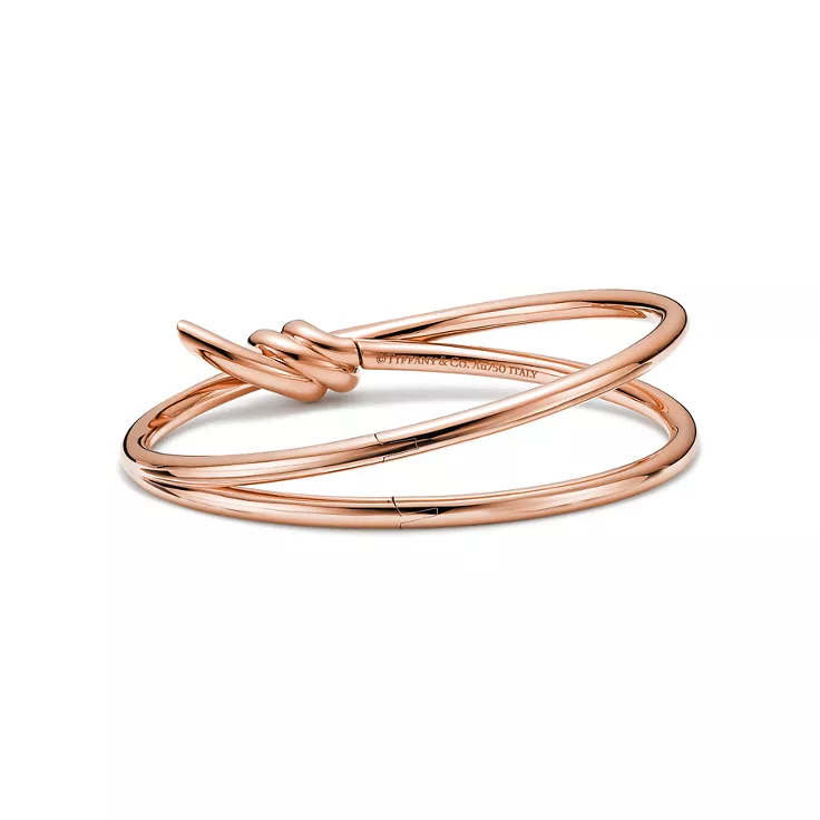 Tiffany Knot:Double Row Hinged Bangle in Rose Gold, 4