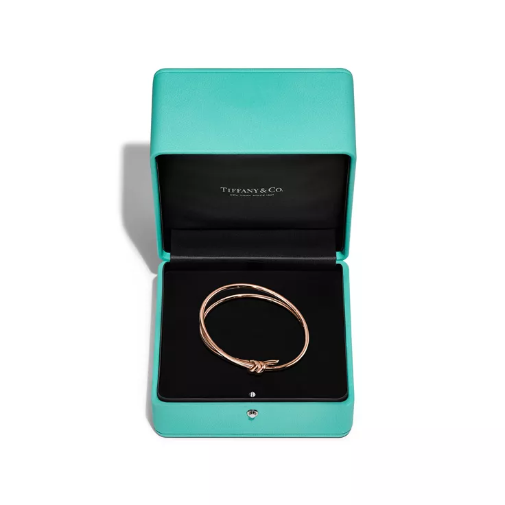 Tiffany Knot:Double Row Hinged Bangle in Rose Gold, 6