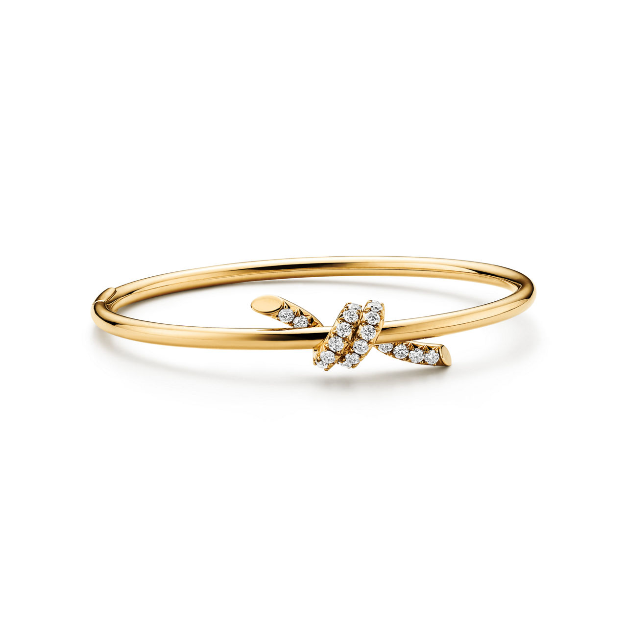 Wire Bangle in Yellow Gold with Diamonds