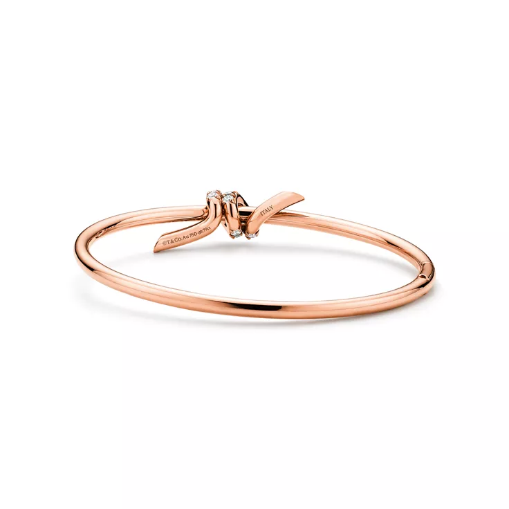 Tiffany Knot:Wire Bangle in Rose Gold with Diamonds, 4