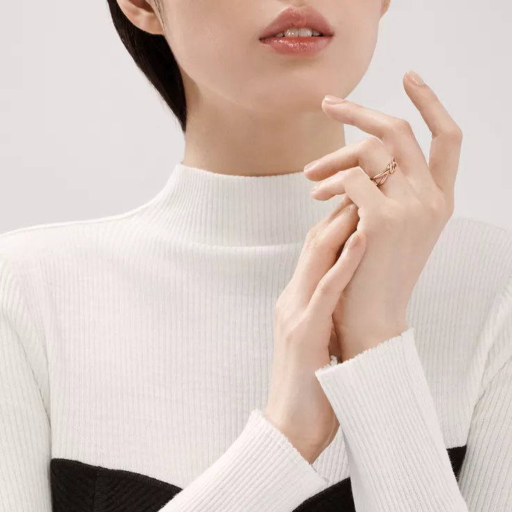 Tiffany Knot:Zweireihiger Ring in Ros&eacute;gold, 1