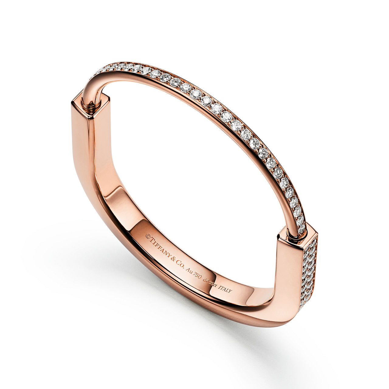 Tiffany Lock:Bangle in Rose Gold with Full Pavé Diamonds image number 3