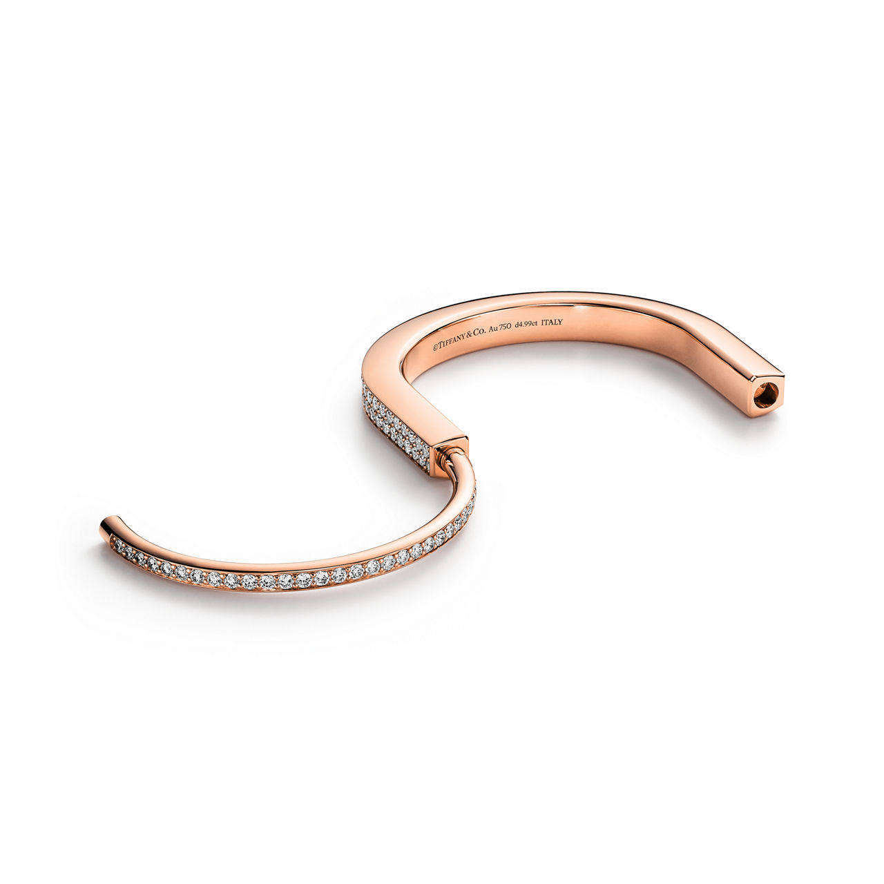 Tiffany Lock:Bangle in Rose Gold with Full Pavé Diamonds image number 6