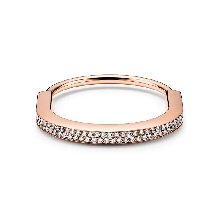 Tiffany Lock:Bangle in Rose Gold with Full Pavé Diamonds image number 4