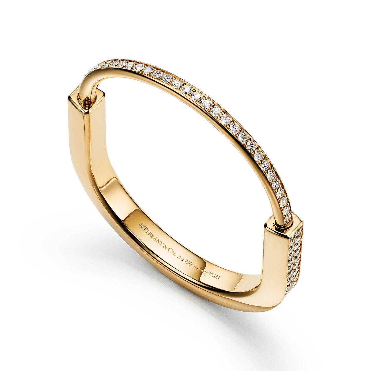 Tiffany Lock:Bangle in Yellow Gold with Full Pavé Diamonds image number 3