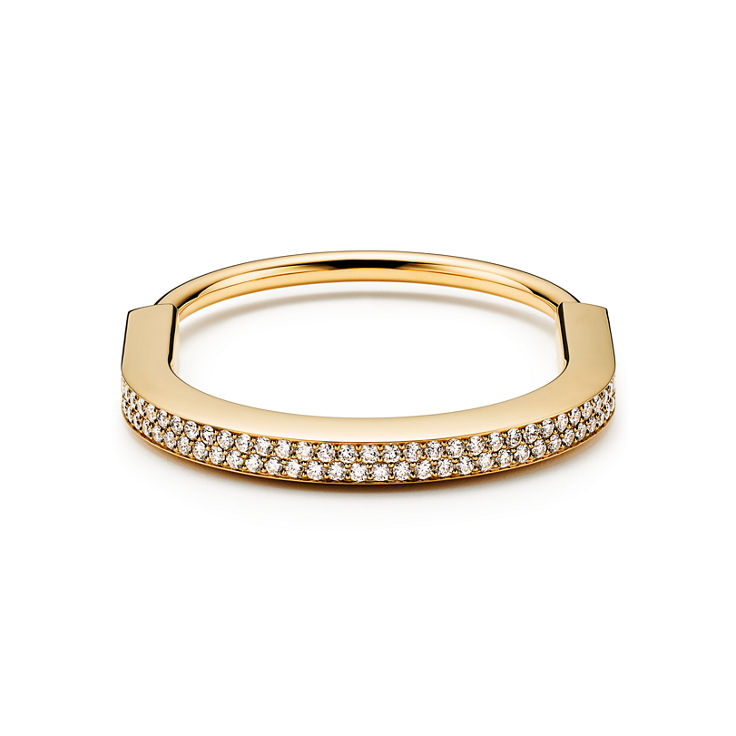 Tiffany Lock:Bangle in Yellow Gold with Full Pavé Diamonds image number 4