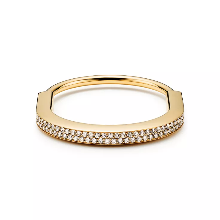 Tiffany Lock:Bangle in Yellow Gold with Full Pavé Diamonds, 4