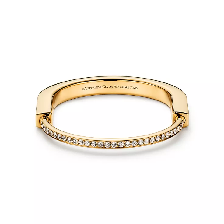 Tiffany Lock:Bangle in Yellow Gold with Full Pavé Diamonds, 5
