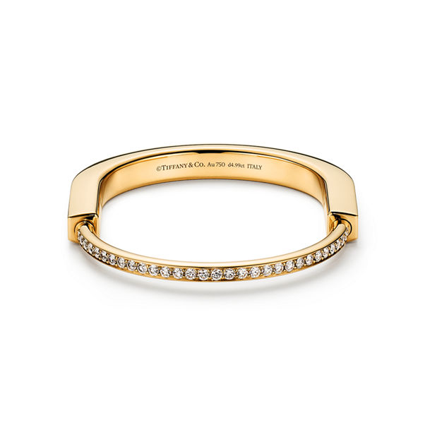 Tiffany Lock:Bangle in Yellow Gold with Full Pavé Diamonds