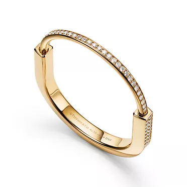 Tiffany Lock:Bangle in Yellow Gold with Full Pav&eacute; Diamonds, 3