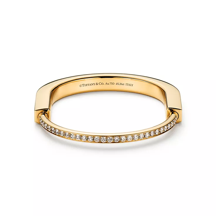 Tiffany Lock:Bangle in Yellow Gold with Full Pav&eacute; Diamonds, 5